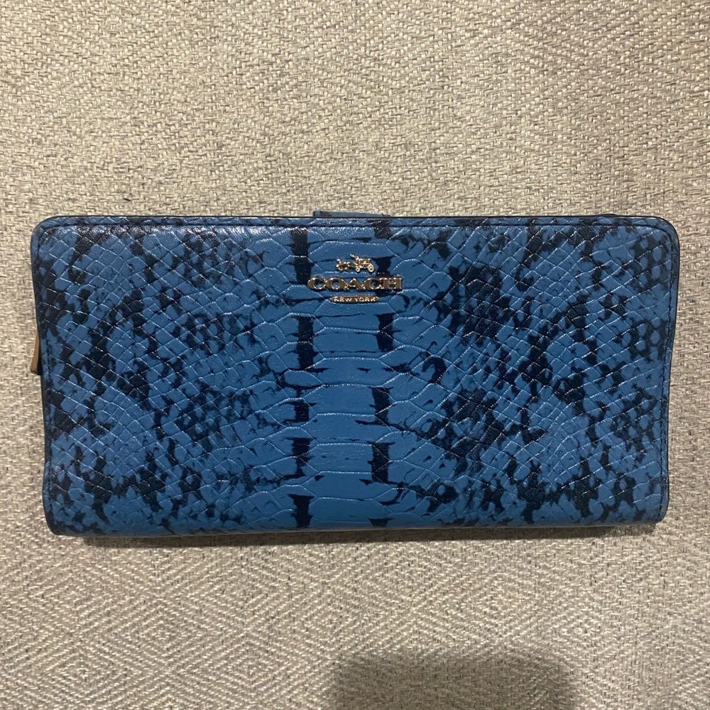Coach Blue Snake Print Wallet